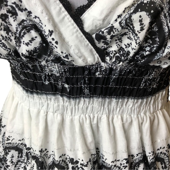 *SOLD* Cool Cotton Paisley Sundress Fully Lined Padded Top Elastic Shirring Sz L - Picture 2 of 12